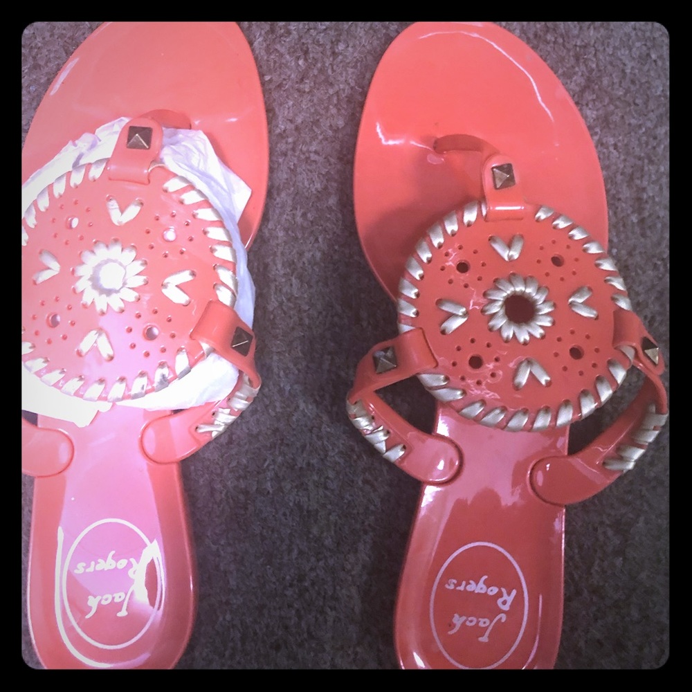 Jack Rogers orange flip flops